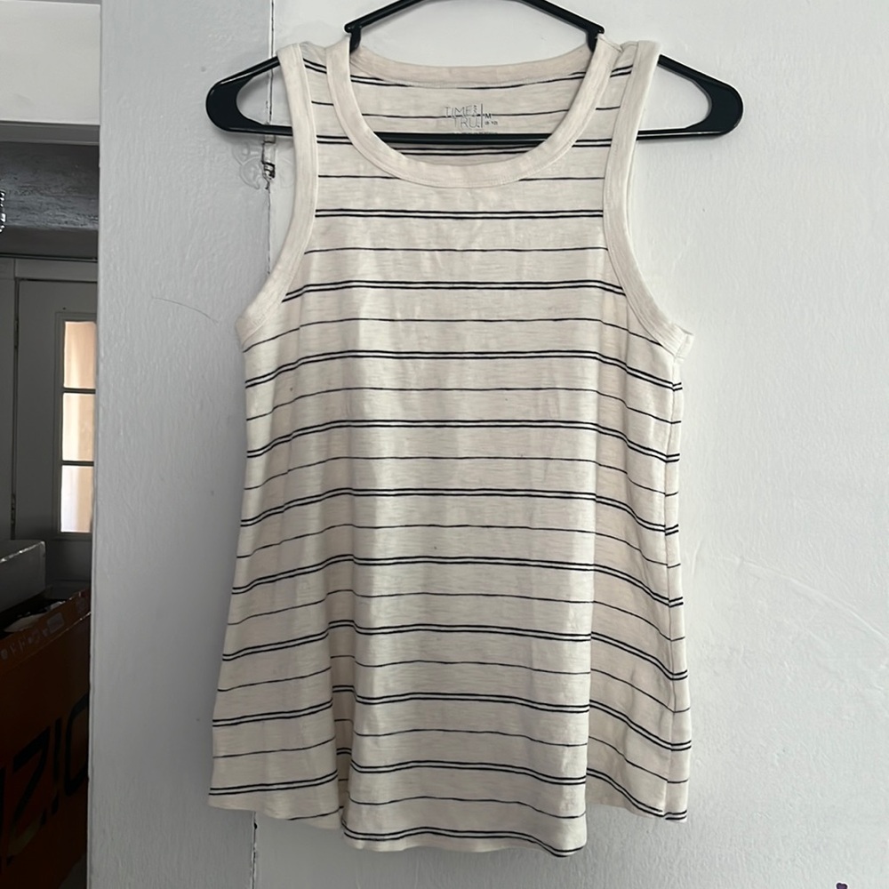 Off white and black stripe women’s medium tank top